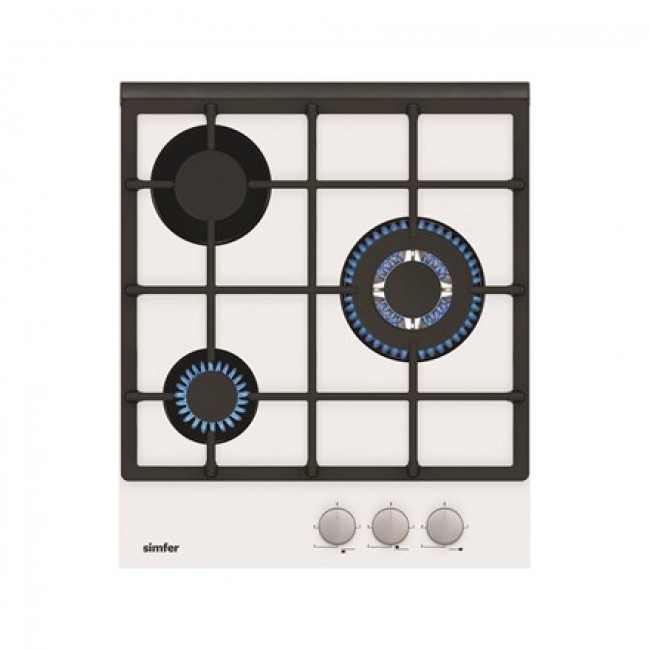 Simfer Hob H4.305.HGSBB Gas on glass, Number of burners/cooking zones 3, Rotary knobs, White Simfer Hob H4.305.HGSBB Gas on glass, Number of burners/cooking zones 3, Rotary knobs, White