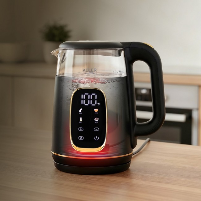Adler D 1305 BG electric kettle 1.7 L 2200 W Black, Transparent, Gold Adler D 1305 BG electric kettle 1.7 L 2200 W Black, Transparent, Gold