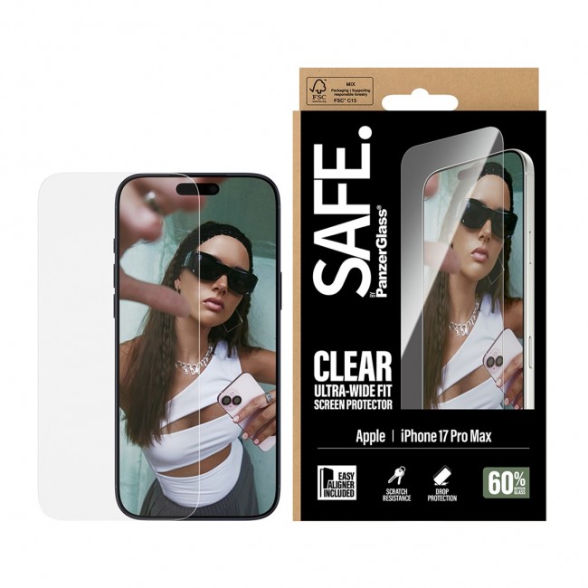 PanzerGlass SAFE. by Screen Protector iPhone 18 Pro Max | 17 Pro Max | Ultra-Wide Fit w. EasyAligner Clear screen protector Apple 1 pc(s)