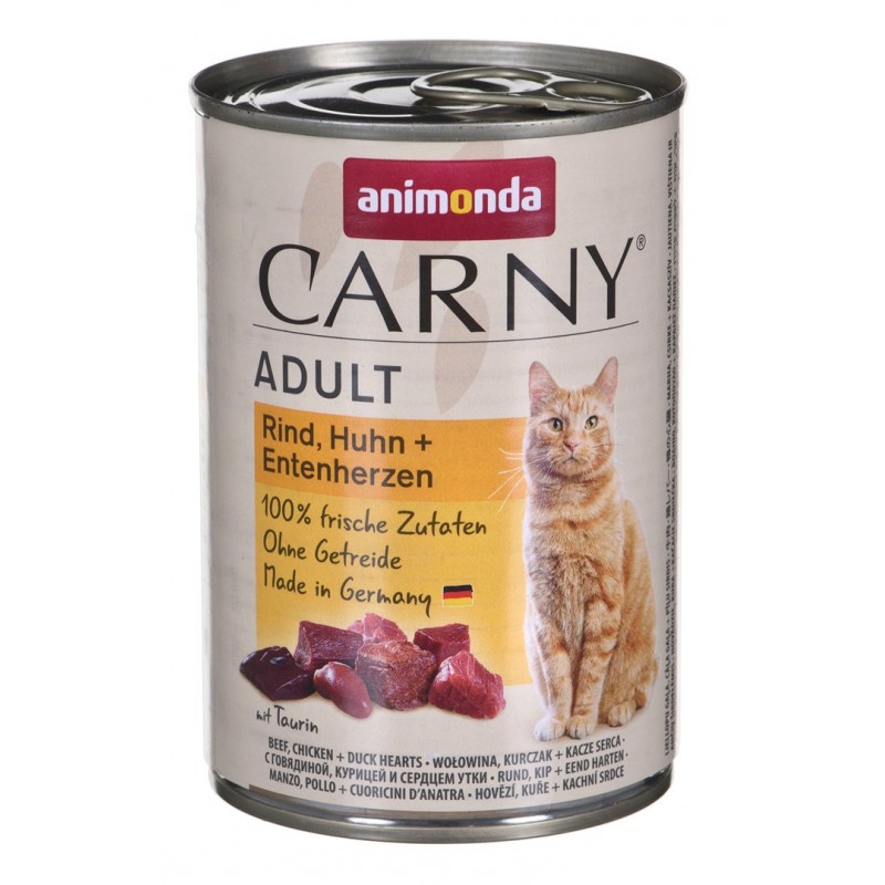 ANIMONDA Carny Adult Beef, chicken and duck hearts - wet cat food - 400g