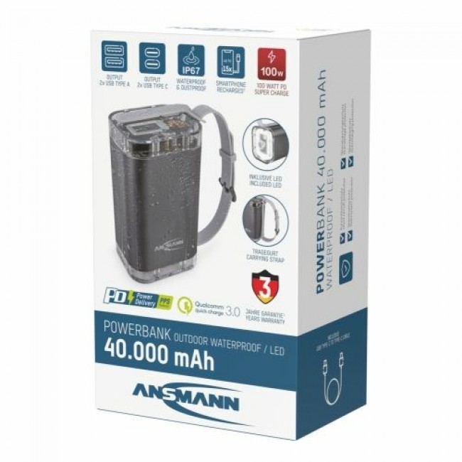 Ansmann PB4100 Lithium Polymer (LiPo) 40000 mAh Silver Ansmann PB4100 Lithium Polymer (LiPo) 40000 mAh Silver
