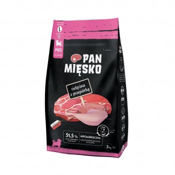 PAN MIĘSKO Puppy Veal with quail L - dry dog food - 3kg