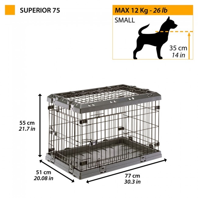 FERPLAST Superior 75 - dog cage - 77 x 51 x 55 cm. FERPLAST Superior 75 - dog cage - 77 x 51 x 55 cm.