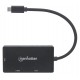 Manhattan USB-C Dock/Hub, Ports (x3): DVI-I, HDMI and VGA Ports, Note: Only One Port can be used at a time, External Power Supply Not Needed, Cable 10cm, Black, Three Year Warranty, Blister Manhattan USB-C Dock/Hub, Ports (x3): DVI-I, HDMI and VGA Ports, Note: Only One Port can be used at a time, External Power Supply Not Needed, Cable 10cm, Black, Three Year Warranty, Blister