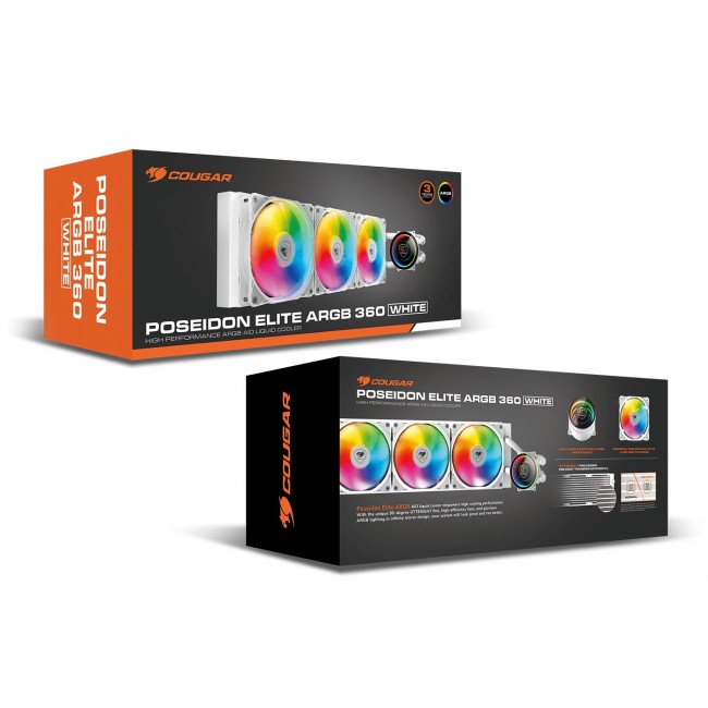COUGAR CPU Water Cooling, Poseidon Elite 360, ARGB, White