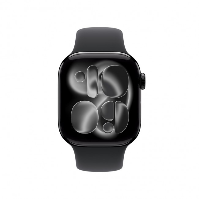 Apple Watch Series 11 GPS + Cellular 42mm Jet Black Aluminium Case with Black Sport Band - M/L