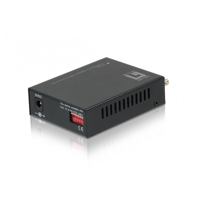 LevelOne RJ45 to ST Fast Ethernet Media Converter, Multi-Mode Fiber, 2km