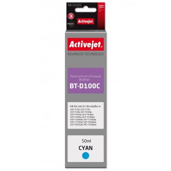 Activejet AB-D100C Ink cartridge for Brother printers, replacement for Brother BT-D100C Supreme 50 ml cyan