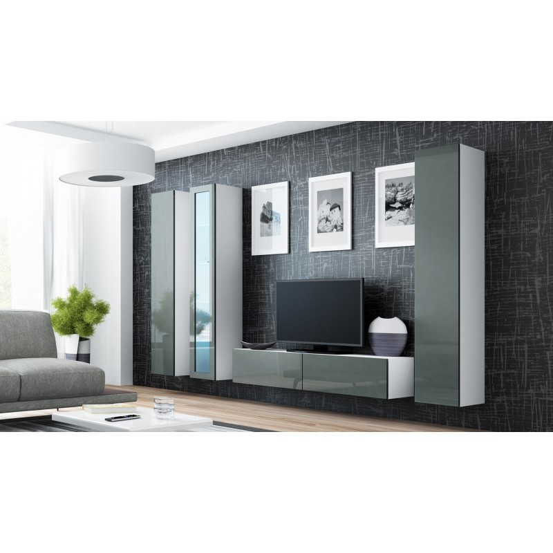 Cama TV stand VIGO 140 30/140/40 white/grey gloss Cama TV stand VIGO 140 30/140/40 white/grey gloss