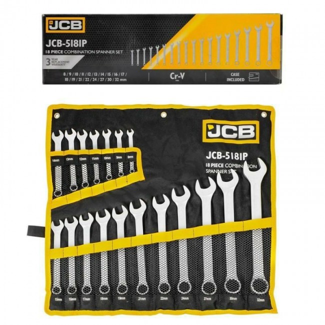 JCB COMBINATION WRENCH set 18pcs. (8-32mm)