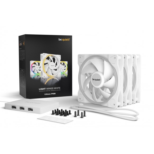 be quiet! Light Wings ARGB PWM Fan, Triple Pack - 120mm, white be quiet! Light Wings ARGB PWM Fan, Triple Pack - 120mm, white