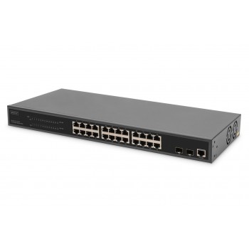 Digitus 24-Port Gigabit PoE Networkswitch,19 Zoll, L2 managed,2 Uplink Ports, SFP, 430 W, af/at