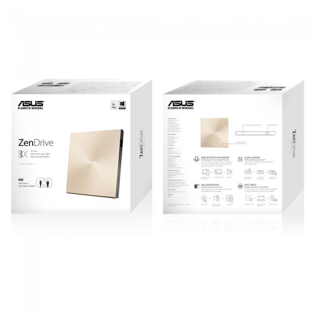 ASUS ZenDrive U9M optical disc drive DVD RW Gold