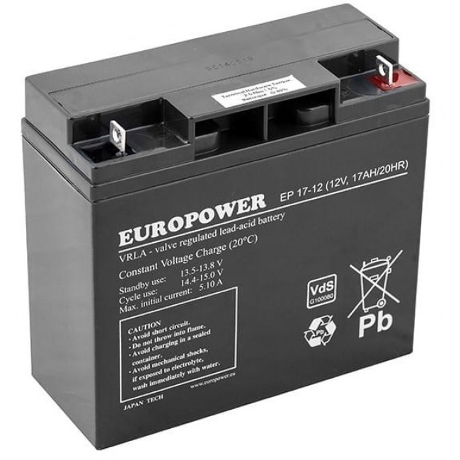 EUROPOWER EP Series AGM Battery 12V 17Ah (Service Life 6-9 Years) EUROPOWER EP Series AGM Battery 12V 17Ah (Service Life 6-9 Years)