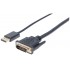 Manhattan DisplayPort 1.2a to DVI-D 24+1 Cable, 1080p@60Hz, 3m, Male to Male, Passive, Compatible with DVD-D, Black, Three Year Warranty, Equivalent to DP2DVIMM10.