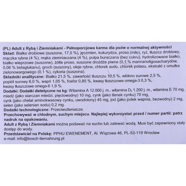 BOSCH Fish & Potato - dry dog food - 3 kg BOSCH Fish & Potato - dry dog food - 3 kg