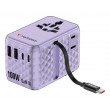 Verbatim Charge 'n' Travel 100W Universal Travel Adapter with retractable cable Purple