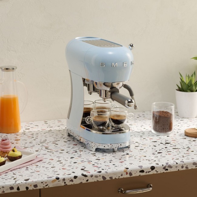 Smeg ECF02PBEU coffee machine pastel blue