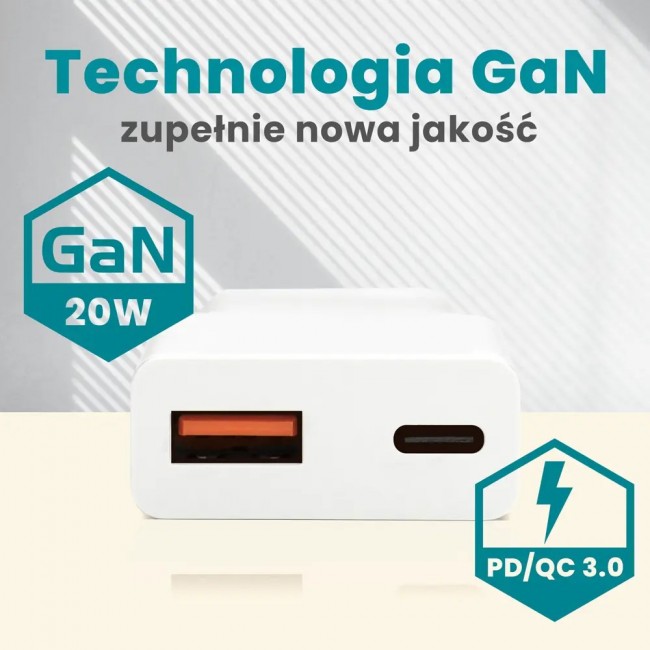 Charger everActive GaN SUPER SLIM SC-340Q USB QC3.0 and USB-C PD 20 W