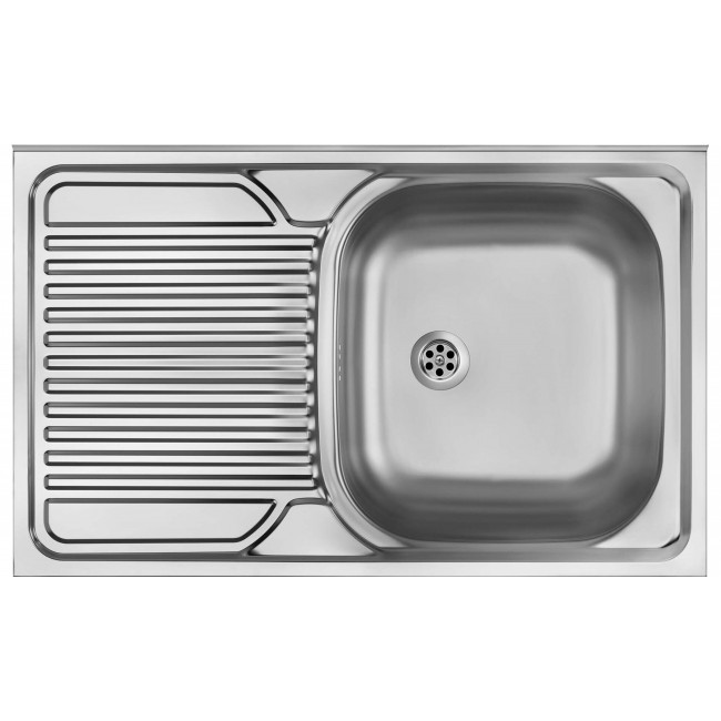1-bowl steel sink with drainer on the left side - overlay 1-bowl steel sink with drainer on the left side - overlay