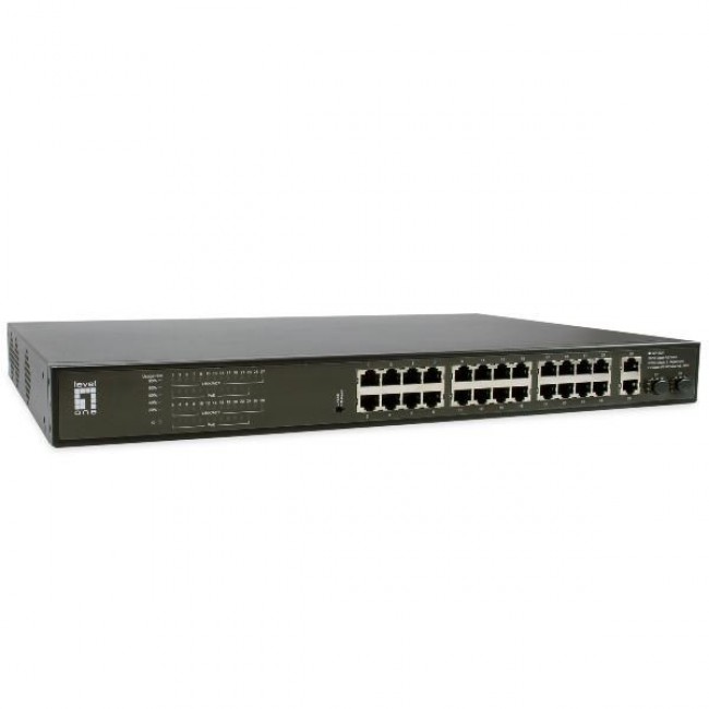 LevelOne GEP-2821 network switch Unmanaged Gigabit Ethernet (10/100/1000) Power over Ethernet (PoE) 1U Black