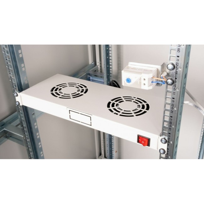 Equip Cooling Fans 19', 1U, 2FANS, RAL7035 Grey