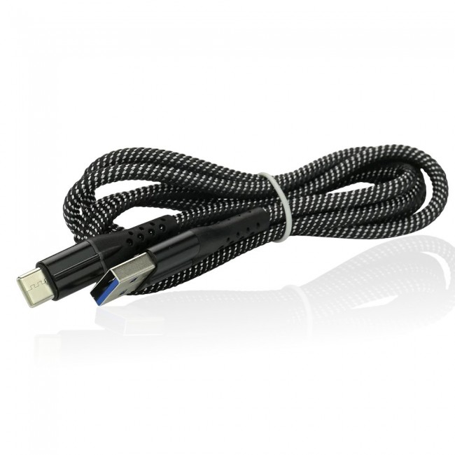 Car charger 1 X USB QC3.0 18W black + cable USB-C 1m