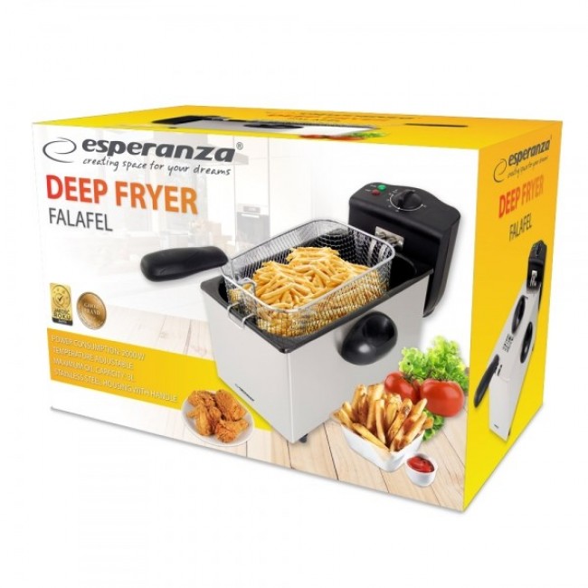 Esperanza FALAFEL Single 3 L Stand-alone 2200 W Deep fryer Black, White Esperanza FALAFEL Single 3 L Stand-alone 2200 W Deep fryer Black, White