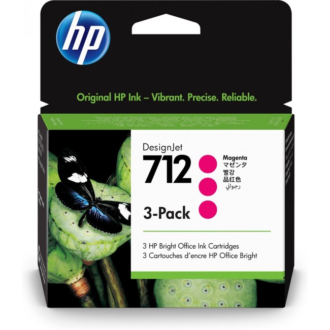 HP 712 3-pack 29-ml Magenta DesignJet Ink Cartridge HP 712 3-pack 29-ml Magenta DesignJet Ink Cartridge