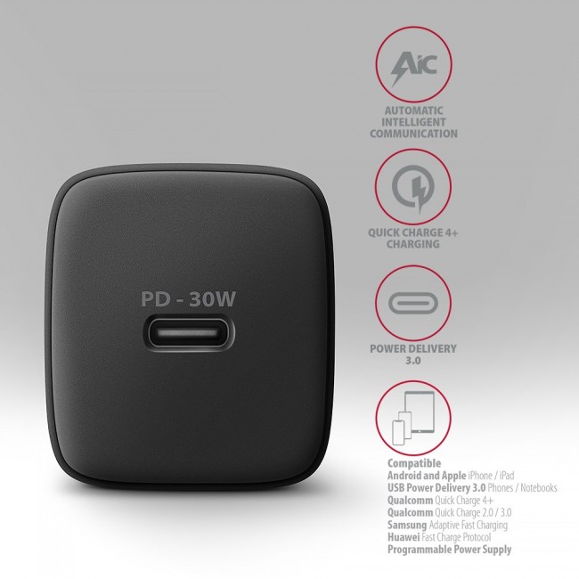 Axagon ACU-PD30 kroviklis jungiama tinkl PD 30W, 1x port USB-C, PD3.0/QC3.0/AFC/FCP/Apple Juoda Mobile phone, Smartphone, Smartwatch, Tablet, Universal, Watch Black AC Fast charging Indoor Axagon ACU-PD30 kroviklis jungiama tinkl PD 30W, 1x port USB-C, PD3.0/QC3.0/AFC/FCP/Apple Juoda Mobile phone, Smartphone, Smartwatch, Tablet, Universal, Watch Black AC Fast charging Indoor