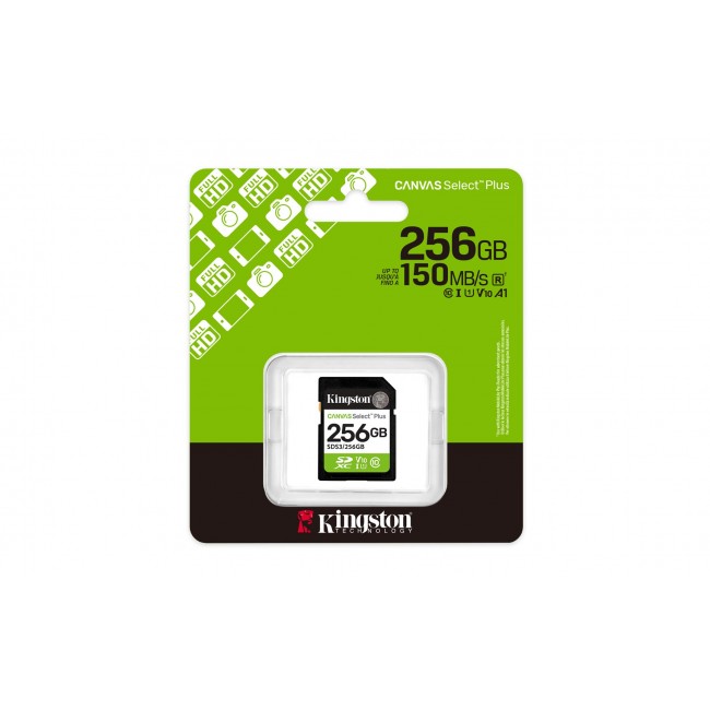 Kingston Technology 256GB SDXC Canvas Select Plus Gen3 150MB/s C10 UHS-I U1 V10 Kingston Technology 256GB SDXC Canvas Select Plus Gen3 150MB/s C10 UHS-I U1 V10