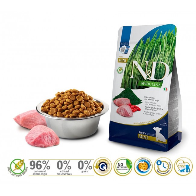 FARMINA N&D Spirulina Lamb Puppy Mini - dry dog food - 2 kg FARMINA N&D Spirulina Lamb Puppy Mini - dry dog food - 2 kg