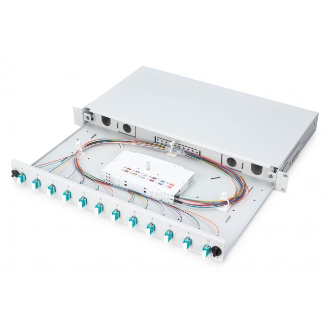 Digitus Fiber optic splice box, 1U, equipped, 12x LC DX, OM3