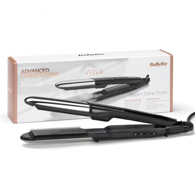 BaByliss Steam Mist Styler Straightening iron Black, Silver 67 W 98.4