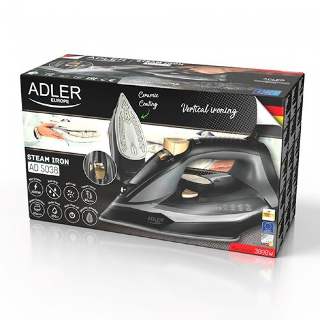 Steam Iron ADLER AD 5038 3000W Black Steam Iron ADLER AD 5038 3000W Black
