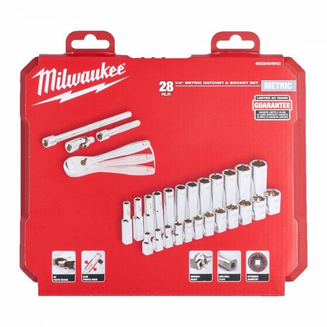 MILWAUKEE SOCKET SET 28 pcs. 1/4
