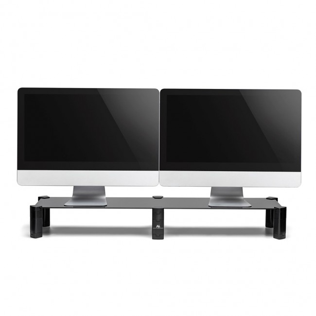 Dual Monitor Stand - Double Maclean, max. 20kg, tempered glass, (1029x285x127mm), MC-936