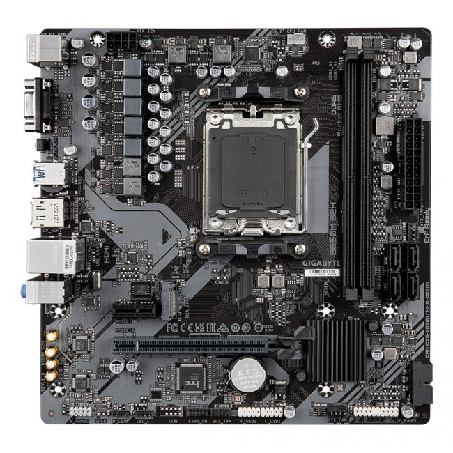 GIGABYTE B650M S2H Motherboard - AMD Ryzen 9000 Series CPUs, 5+2+2 Phases VRM, up to 6400MHz DDR5 (OC), 1xPCIe 4.0 M.2, GbE LAN, USB 3.2 Gen 1