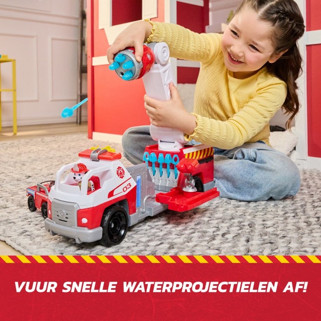 PAW Patrol Fire Rescue: Rapid Reload Fire Truck with Marshall Figure, Quick-Fire Launcher, Lights & Sounds, Kids Toys for Boys & Girls Ages 3 and Up