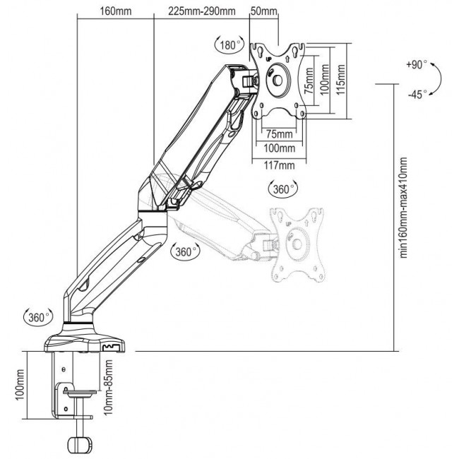 Deltaco ARM-534 monitor mount / stand 68.6 cm (27 Deltaco ARM-534 monitor mount / stand 68.6 cm (27