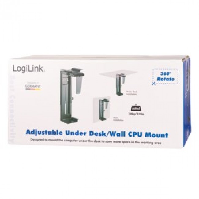 LogiLink EO0005 CPU holder Desk-mounted CPU holder Black