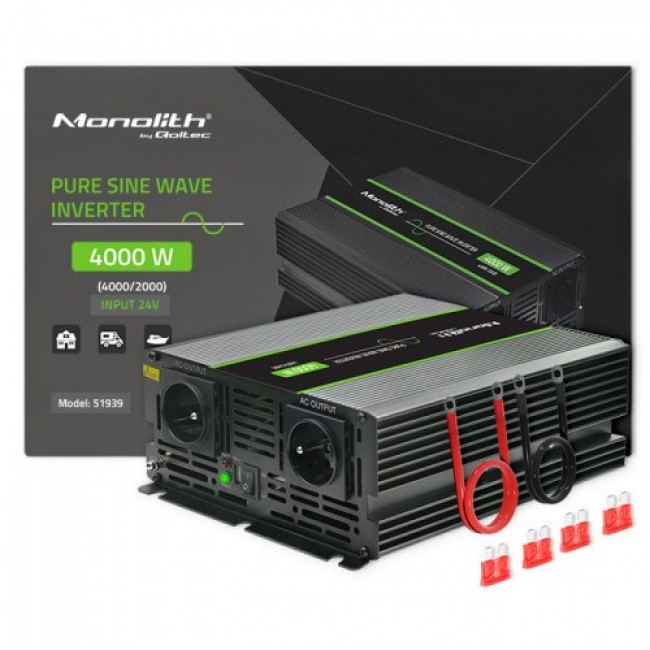 Qoltec Monolith power adapter/inverter Auto 4000 W Black Qoltec Monolith power adapter/inverter Auto 4000 W Black