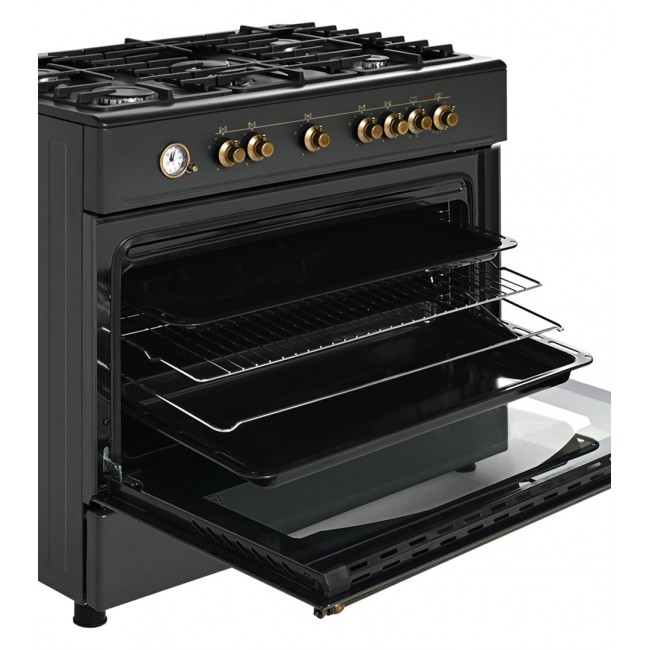 Ravanson Retro KWGE 90AR gas and electric cooker (black)