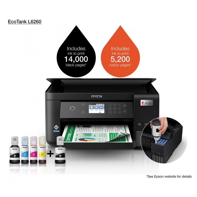 Epson L6260 Inkjet A4 4800 x 1200 DPI 33 ppm Wi-Fi Epson L6260 Inkjet A4 4800 x 1200 DPI 33 ppm Wi-Fi