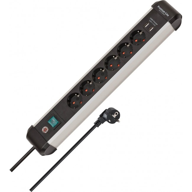 Brennenstuhl 1391030610 power extension 3 m 6 AC outlet(s) Indoor Black, Silver