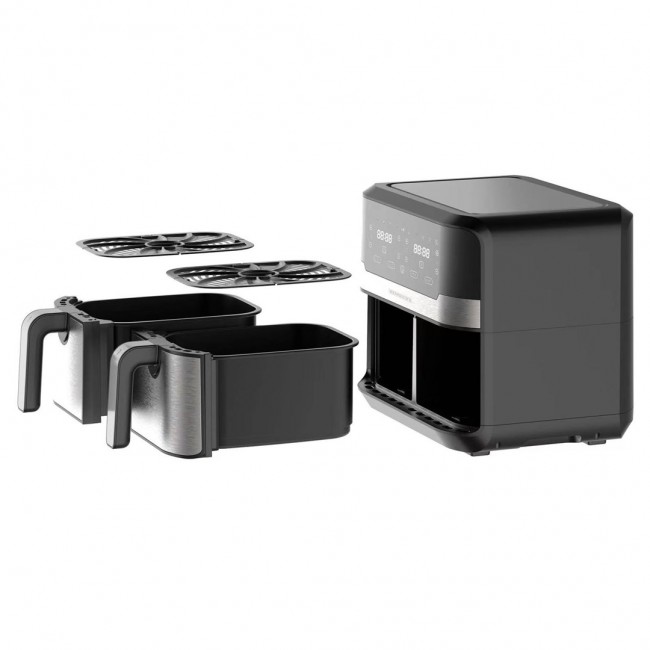 Heinrich s HFR 8214 Double hot air fryer 2 x 4.5 l 9.0 l 1300-2400 W Black - Silver Heinrich s HFR 8214 Double hot air fryer 2 x 4.5 l 9.0 l 1300-2400 W Black - Silver