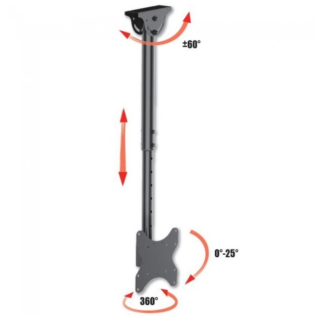 Techly Telescopic Ceiling Support up to 1.6m LED TV LCD 23-42 Techly Telescopic Ceiling Support up to 1.6m LED TV LCD 23-42