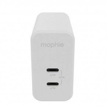 mophie Accessories-Wall Adapter-USB-C-PD-DUAL-67W-GAN-White-EU (2xUSBC)
