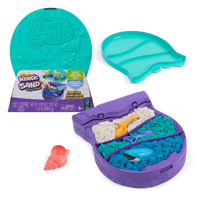 Kinetic Sand , Project Planet Deep Sea with 24oz Play Sand & Sea Creature Tools, Sustainably Minded Eco Friendly Materials, Sensory Toys for Kids