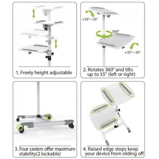 Techly Universal Trolley for Notebook / Projector, White ICA-TB TPM-6 Techly Universal Trolley for Notebook / Projector, White ICA-TB TPM-6